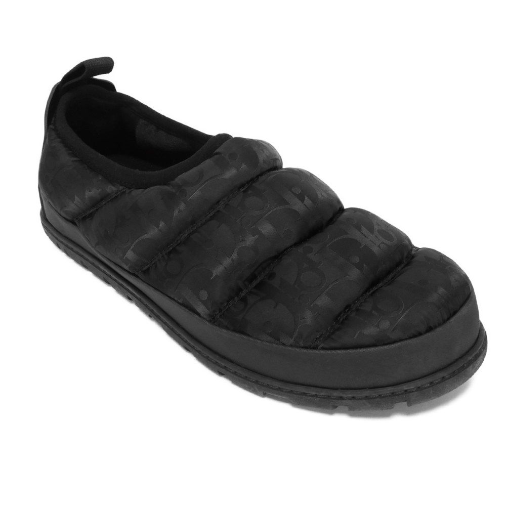 Used 10656 Snow Slippers 3SA089ZHN_H969 7897 40 All-Over Logo Calfskin Rubber 9.8" Oblique Quilted Nylon Black Men's