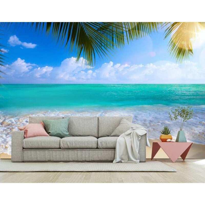 

Beach Photo Wallpaper Mural For Living Room Bedroom Tropical Beach Ocean Wall Papers Home Decor Fresco Wall Papers 200 cm(W) x 140 cm(H)