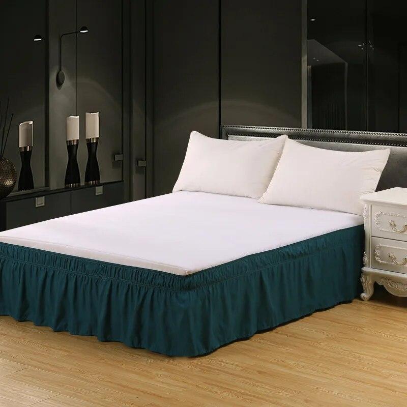 Solid Color Elastic Ruffle Bed Skirt Wrap Around Style Comfortable Fade Resistant Bed Cover Without Surface Twin Queen King Size