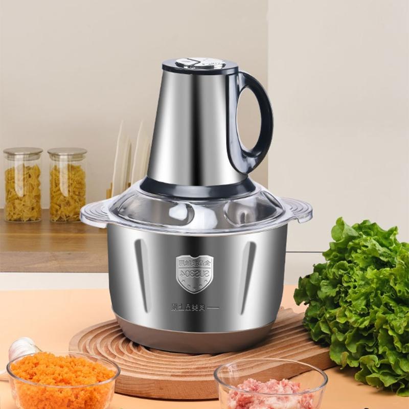 Electric Meat Grinder 5L Stainless Steel Food Processor Multifunctional Kitchen Vegetable Slicers with Nonslip Base