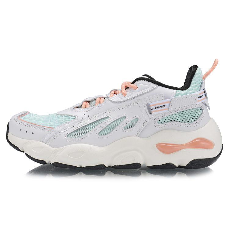 Li Ning Textile, Split Cow Leather Breathable, Lightweight Coverage Mid Top Casual Shoes Women's AGLP082-1