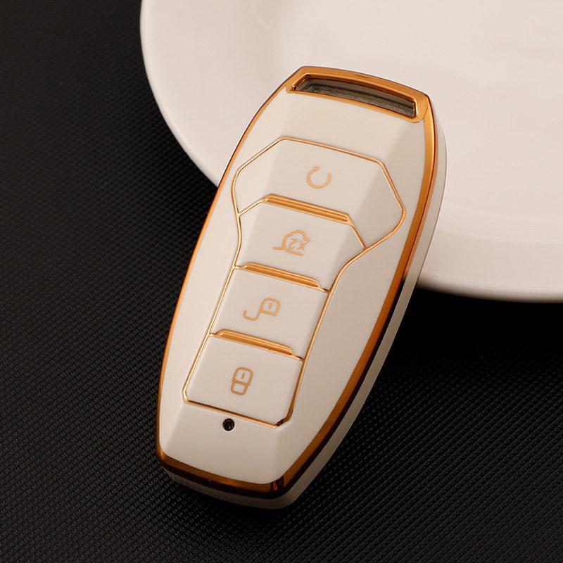 BYD 2018 Tang II DM Qin 80 New Energy Goldrand Stil Auto Schlüsselanhänger Etui Set