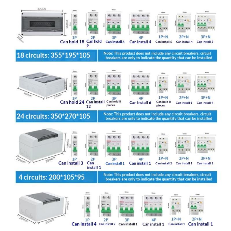 Waterproof Mcb Panel Box For Circuit Breaker Distribution Box With Breaker Panel Box Set