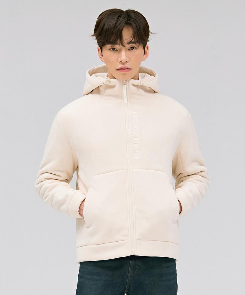 Chasecult Unisex Polar Fleece Boa Bonded Zip-Up Hoodie - Ivory