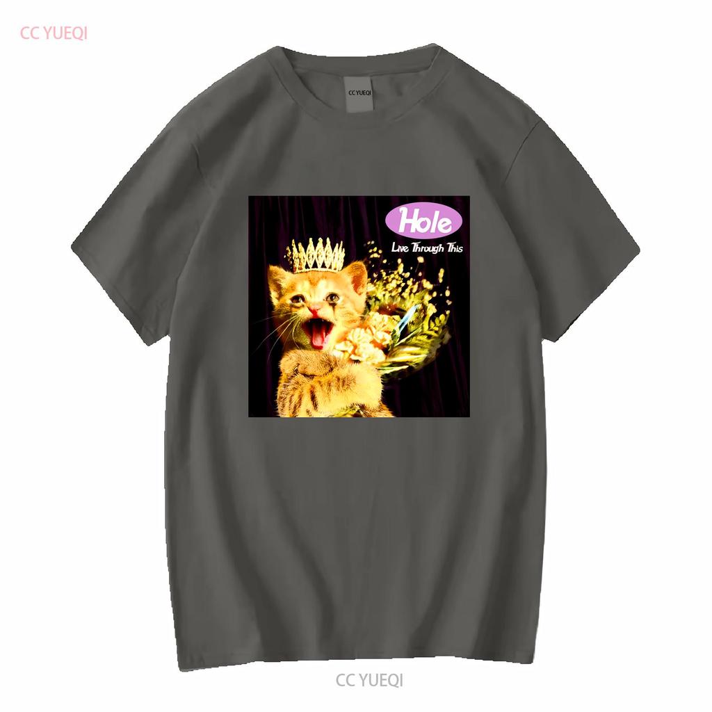 Funny Cat Hole Band Live Through This For Fan Black All Size T Shirt KC804 vintage Washed Stylish Comfortable streetwear Unisex