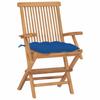 Folding Chairs with Blue Cushions 2 Pieces Solid Teak Wood