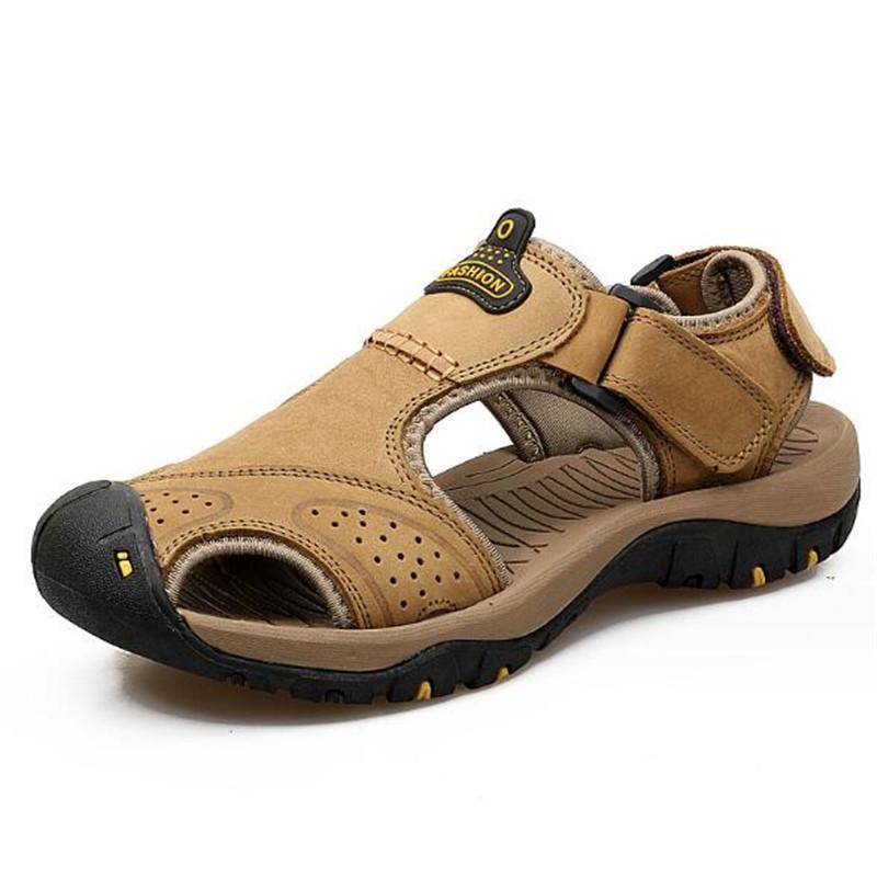 Summer Genuine Leather Sport Sandals Men Trekking Hiking Climbing Casual Sneakers Male Outdoor Soft Roman Wading Beach Shoes