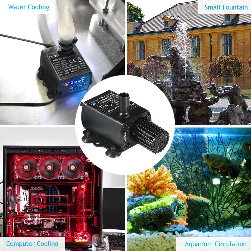 Εξαιρετικά Αθόρυβη Μίνι Αντλία Νερού DC12V 10W 400L/H Ανύψωση 400cm Χωρίς Ψήκτρες 5.5*2.1mm Θηλυκή Υποβρύχια με Λειτουργία Ρύθμισης Ροής
