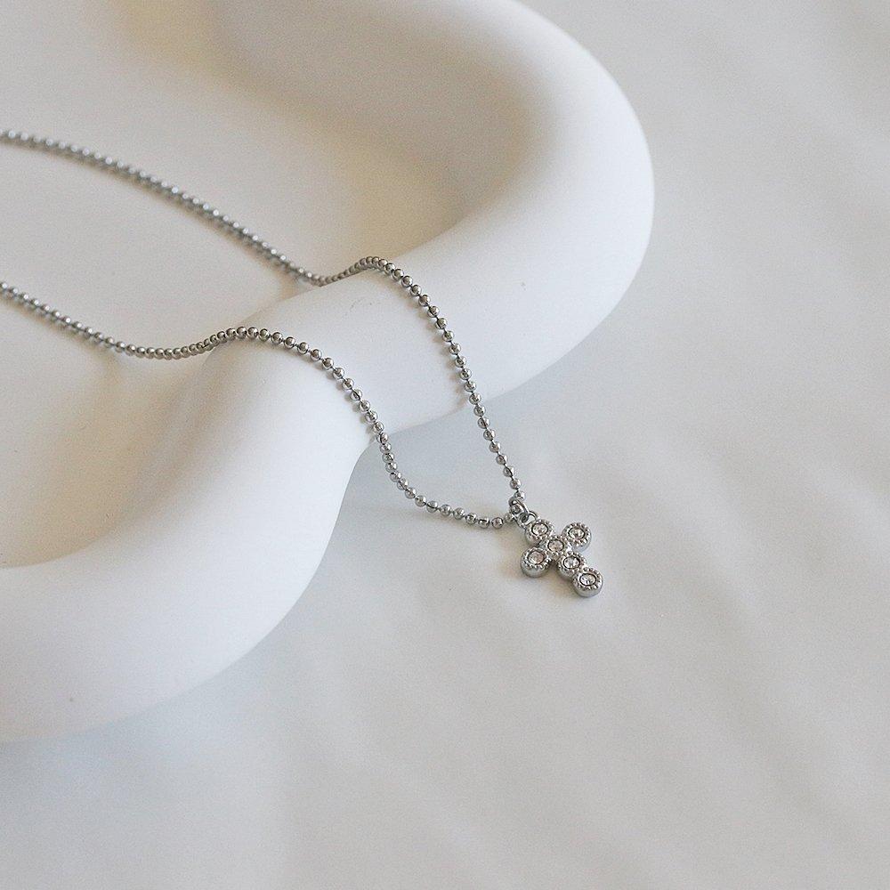 Ff98 Surgical Steel Cross Long Necklace