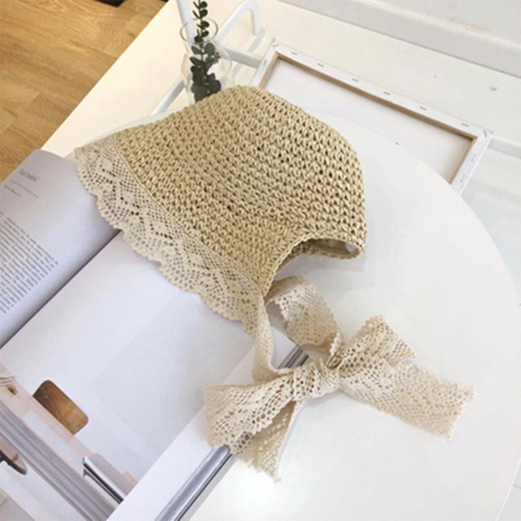 

Children s small fresh spring and summer baby girl bucket hat lace straw hat female shade sun shade hat parent-child hat 52cm
