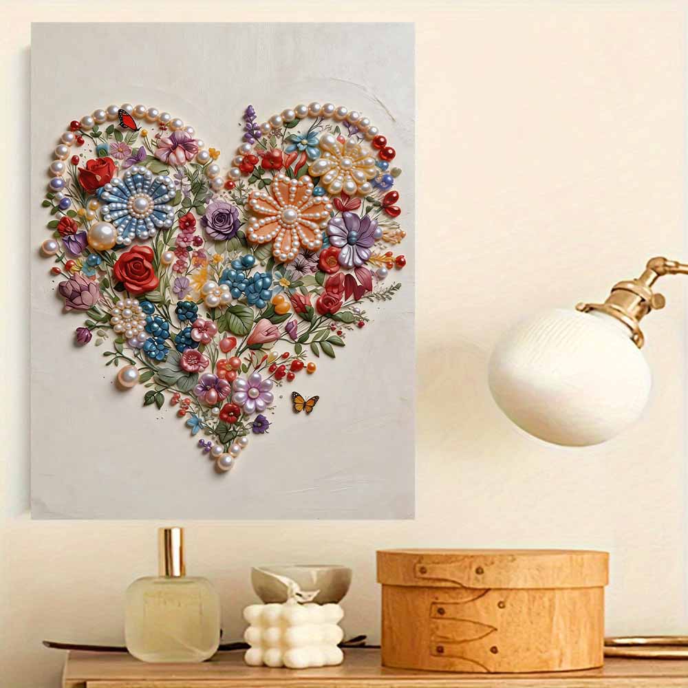 Frameless Love Pearl Painting Kit 30x40cm Floral DIY Pearl Art Elegant Gem Art for Home Wall Decoration Perfect for Living Room & Bedroom