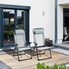Folding Garden Chairs Set of 2, Portable Outdoor Patio Recliner Camping Chair with Adjustable Backrest, Grey
