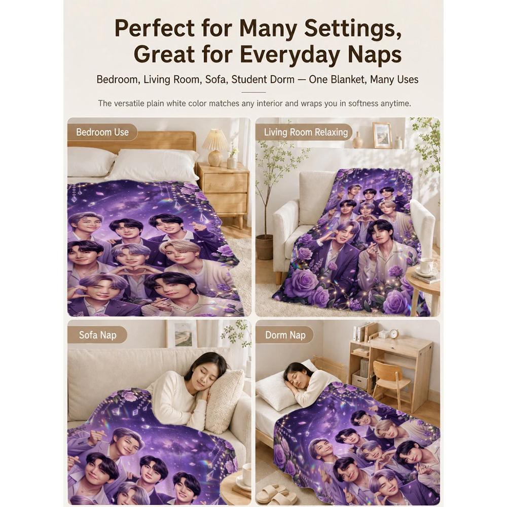Starry Purple Rose Fantasy Blanket Soft And Comfortable Suitable For All Seasons Office Rest Blanket Air Conditioning Blanket Digital Printing