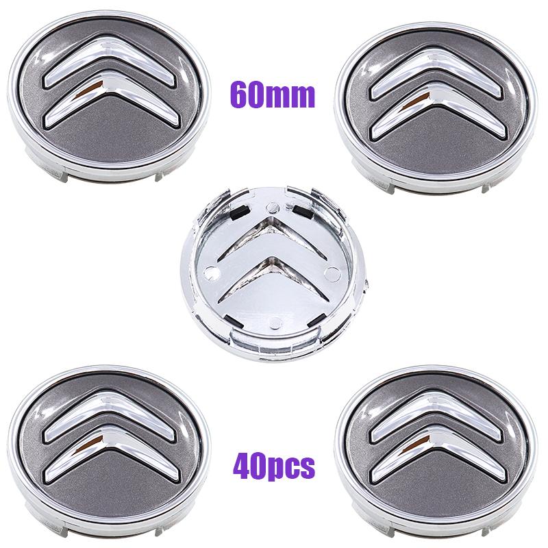 40 pièces 60mm 3D Logo Citroen Emblème de Voiture Cache-moyeu de Roue Accessoires de Style Autocollant de Jante Auto