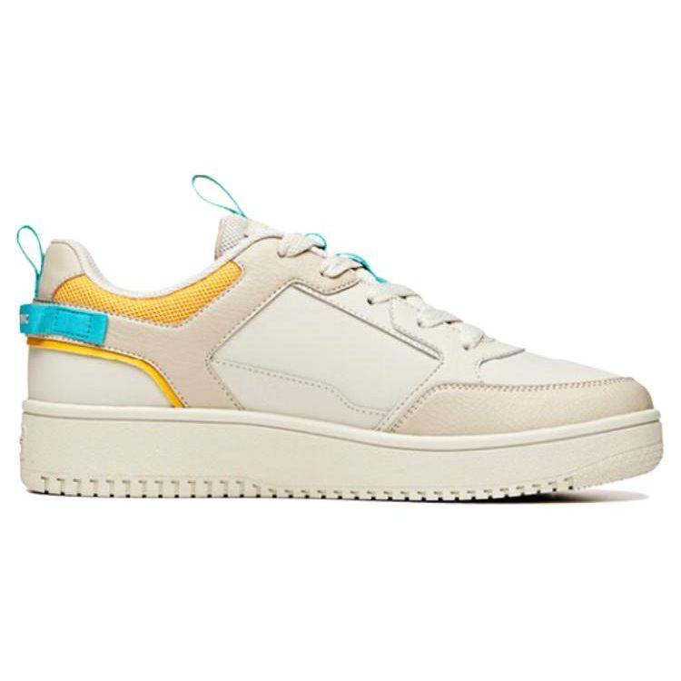 Anta Synthetic Leather Non-Slip Waterproof Low-Top Sneakers Men Sneakers White Gray 912228066-1