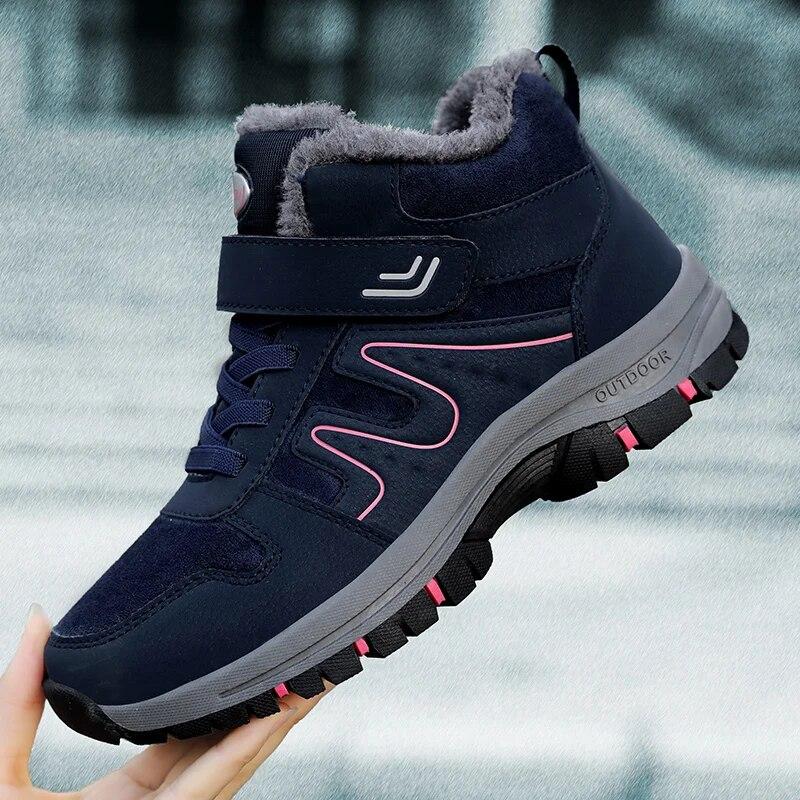 Warm Men Winter Boots Outdoor Plush Warm Ankle Boots Lightweight Couple Walking Shoes Women Waterproof Snow Boots Winter Cotton Shoes