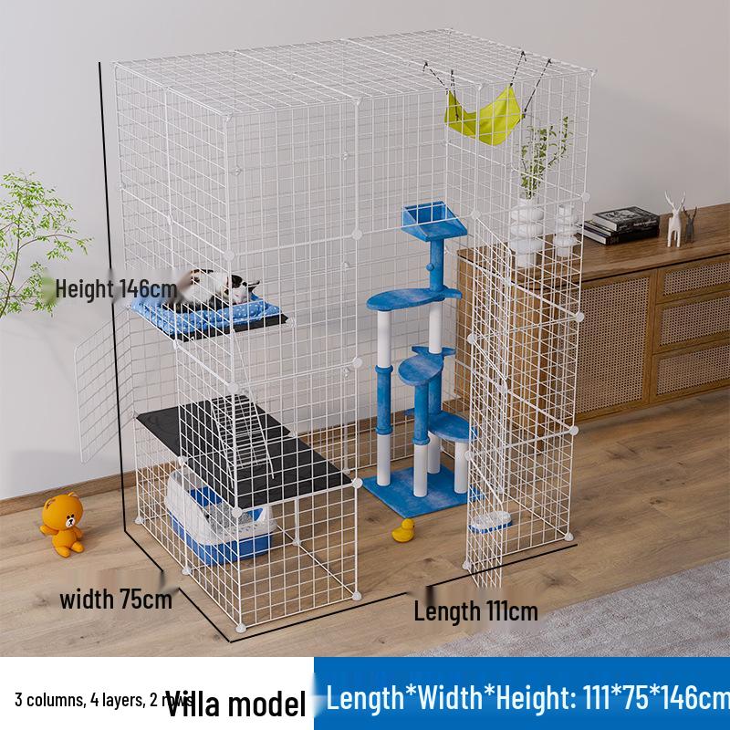 DIY Spacious Indoor Cat Iron Mesh Villa with Litter Box Space