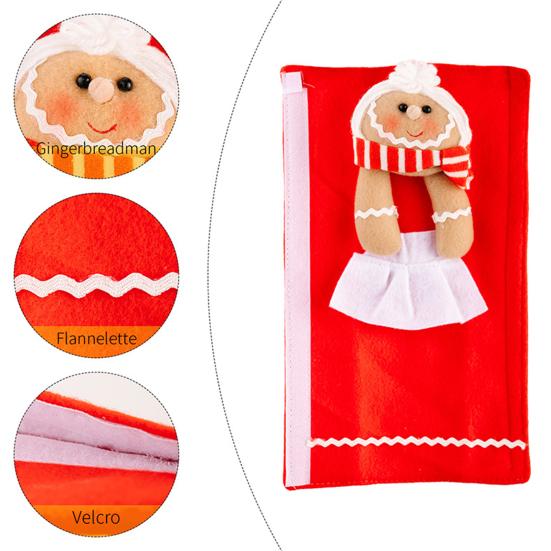 Yousheng 1 Pair Christmas Refrigerator Handle Covers Cookie Man Design Fabric Cloth Kitchen Appliance Handle Sleeves