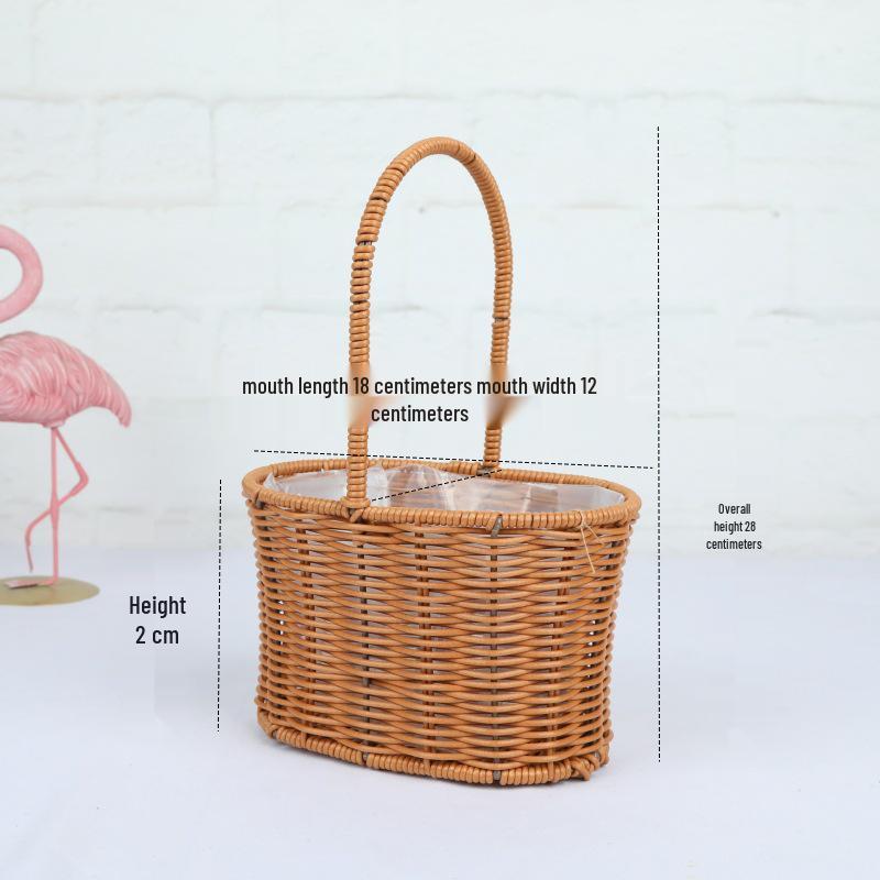 Valentinstag Handgefertigter Rattan Picknick- und Blumenkorb für Hochzeiten und Heimdekoration