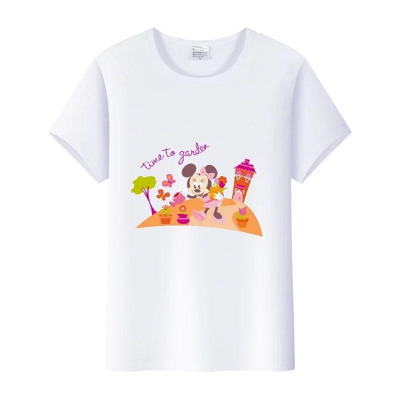 Casual Cartoon Minnie Summer Blouses T-shirt White 2000s Tees Tshirt Mickey Mouse Tops Oversized Clothes Unisex