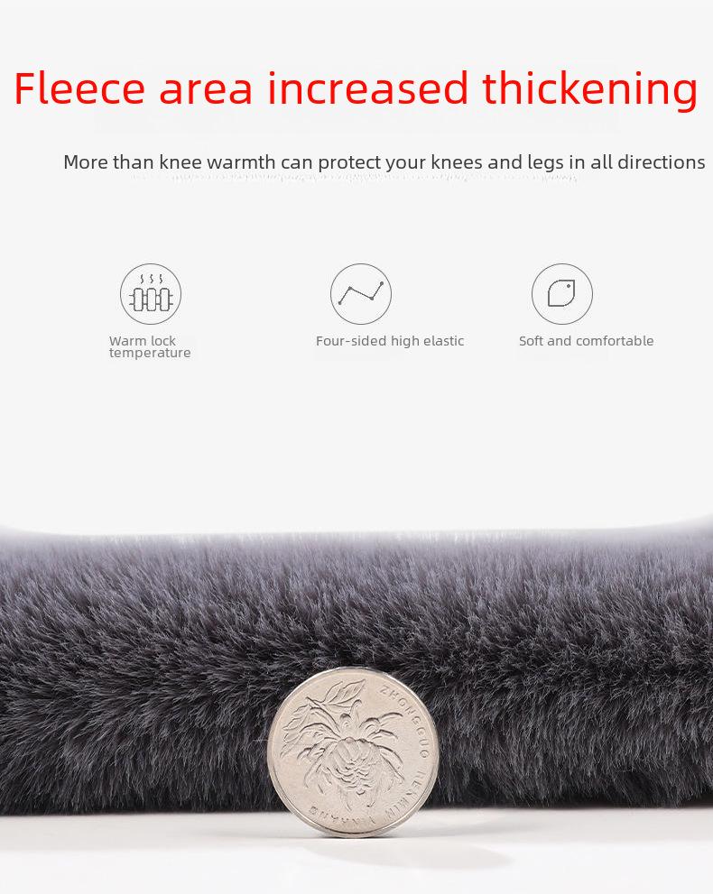 Thickened Winter Rabbit Fur Knee Pads for Warmth and Comfort