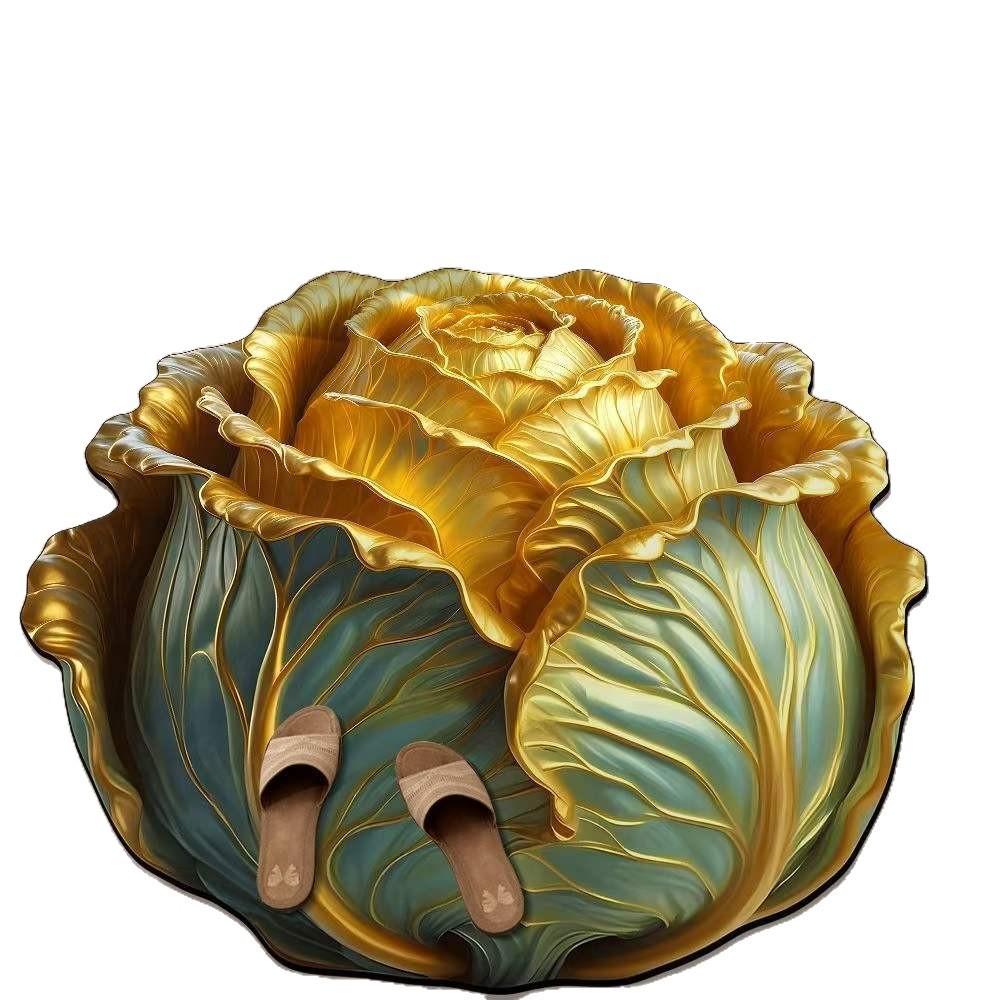 3D Große Blume Spezielle Form Kristall Samt Bodenmatte, Wohnzimmer Couchtisch Bodenmatte, Dekorative Schlafzimmer Nachttisch Decke, Rutschfester Bereich