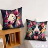 Cartoon Bull Terrier Series Cushion Cover Silky Short Plush Invisible Zipper Dustproof Sofa Pillow Case For Home Decor