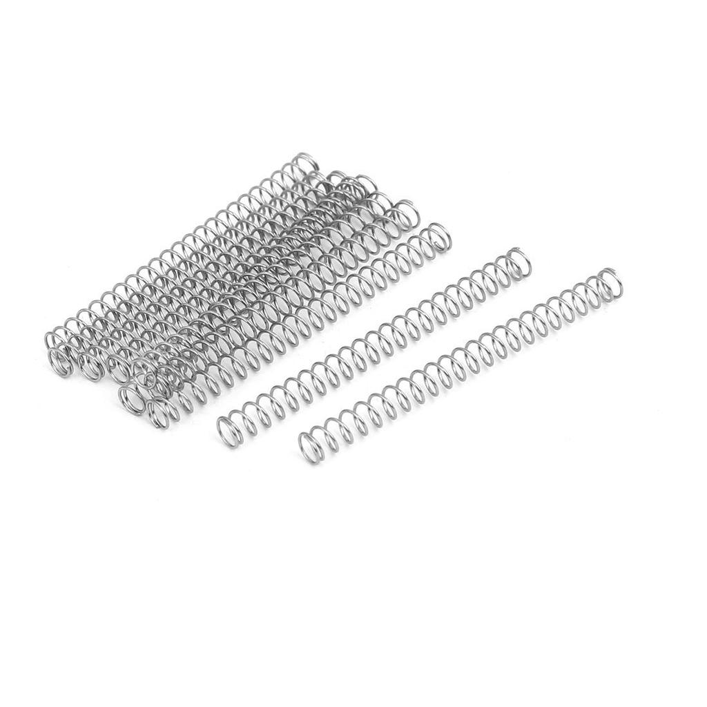 SOURCING MAP Ressort de compression 0,4mm x 4mm x 45mm en acier inoxydable 304 Argenté 10Pcs