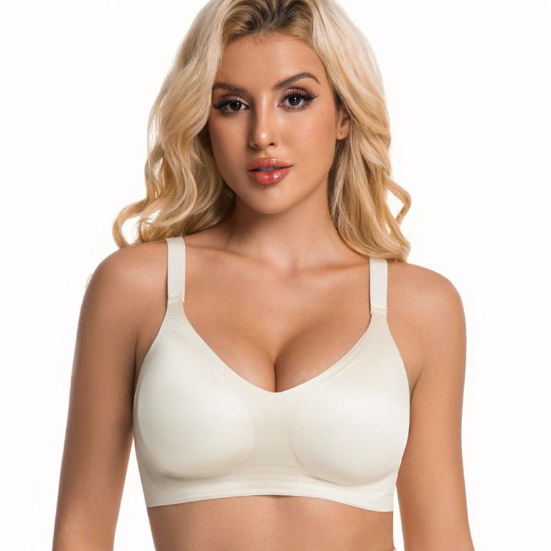Wirefree Deep V Bra Women - Seamless Thin Cup Back Hook Full Coverage Plus Size Lifting Support