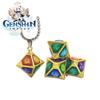 Genshin Metal Rhombus Element Dice Necklace Exquisite Handcrafted Decoration Pendant
