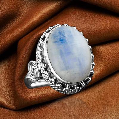 Mondstein Edelsteinring, 925 Sterlingsilberring, Geschenk für sie, Geburtssteinring, Böhmischer Ring