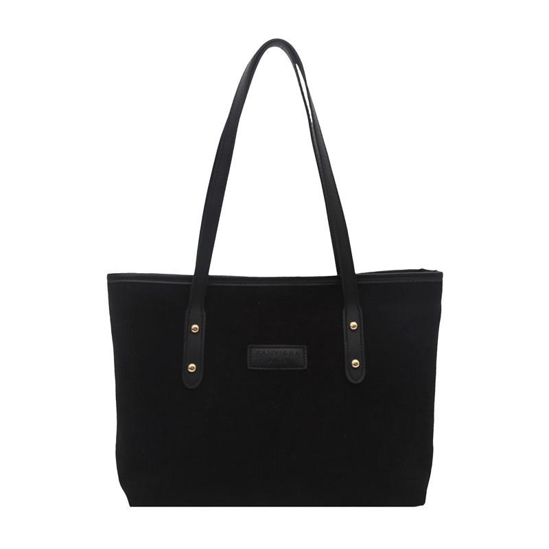 

Corduroy Bag For Women Large Capacity Stylish Casual Handbag For Daily Use чёрный