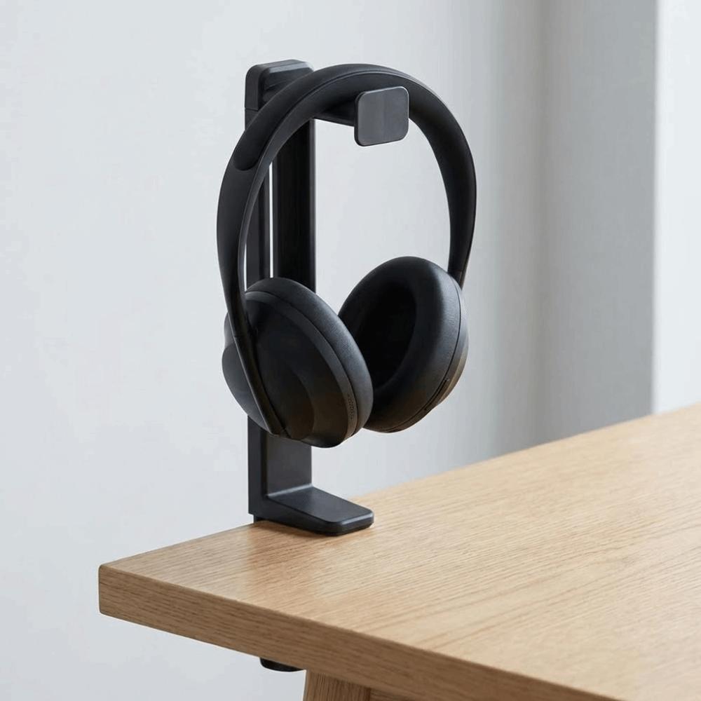 Rotatable Under Desk Earphone Stand Adjustable Headphone Organizers  Headphone Storage