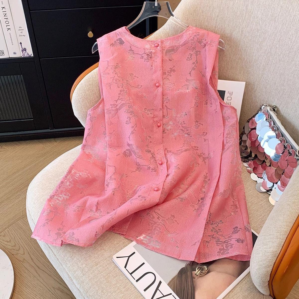 

Универсальная женская майка без рукавов 2025 лето и лето с круглым вырезом тонкая Универсальный жилет Универсальный вышитый топ M (under 50kg recommended)