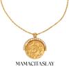 MamacitaSlay Stainless Steel 18K Gold Plated Sun Moon Star Circular Flip Pendant Necklace Waterproof Neck Jewelry Women's Gift