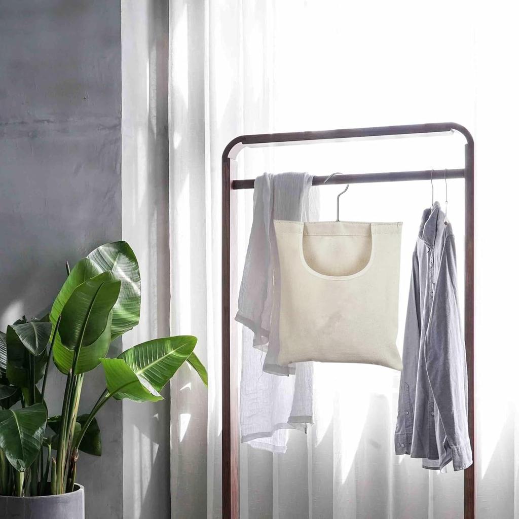 Ragyzity Canvas Clothespin Bag, Beige (32x27 cm/13.33x11.25 inch), Zipper Closure, Portable Clothes Pin Hanging Bag for Home Balcony Travel