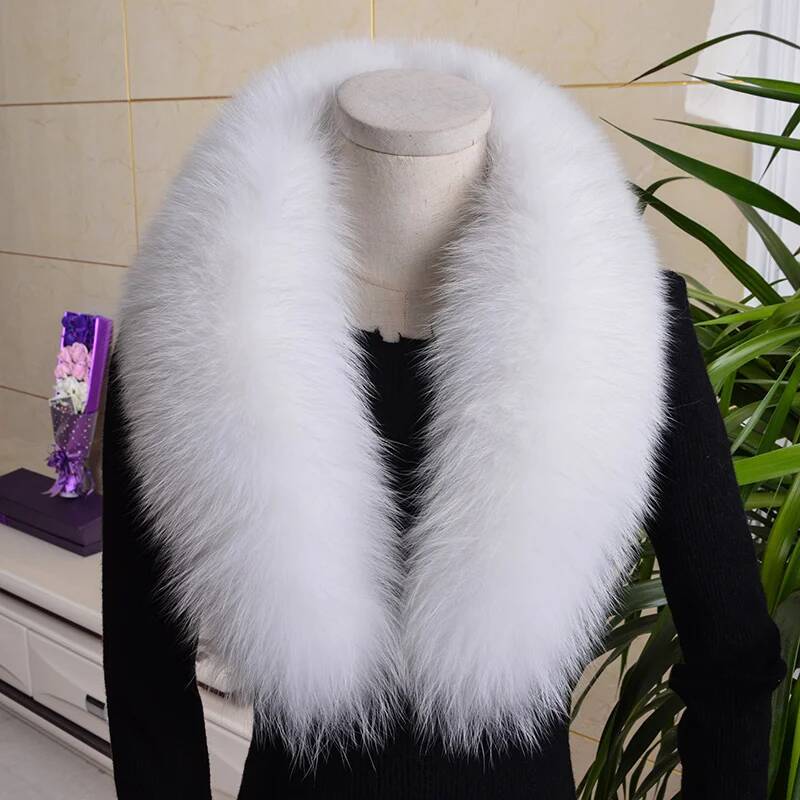 Real Fox Fur Collar For Women Winter Neck Keep Warm Scarves Men Fashion Luxury Genuine Coat Jacket Shawl Big Size