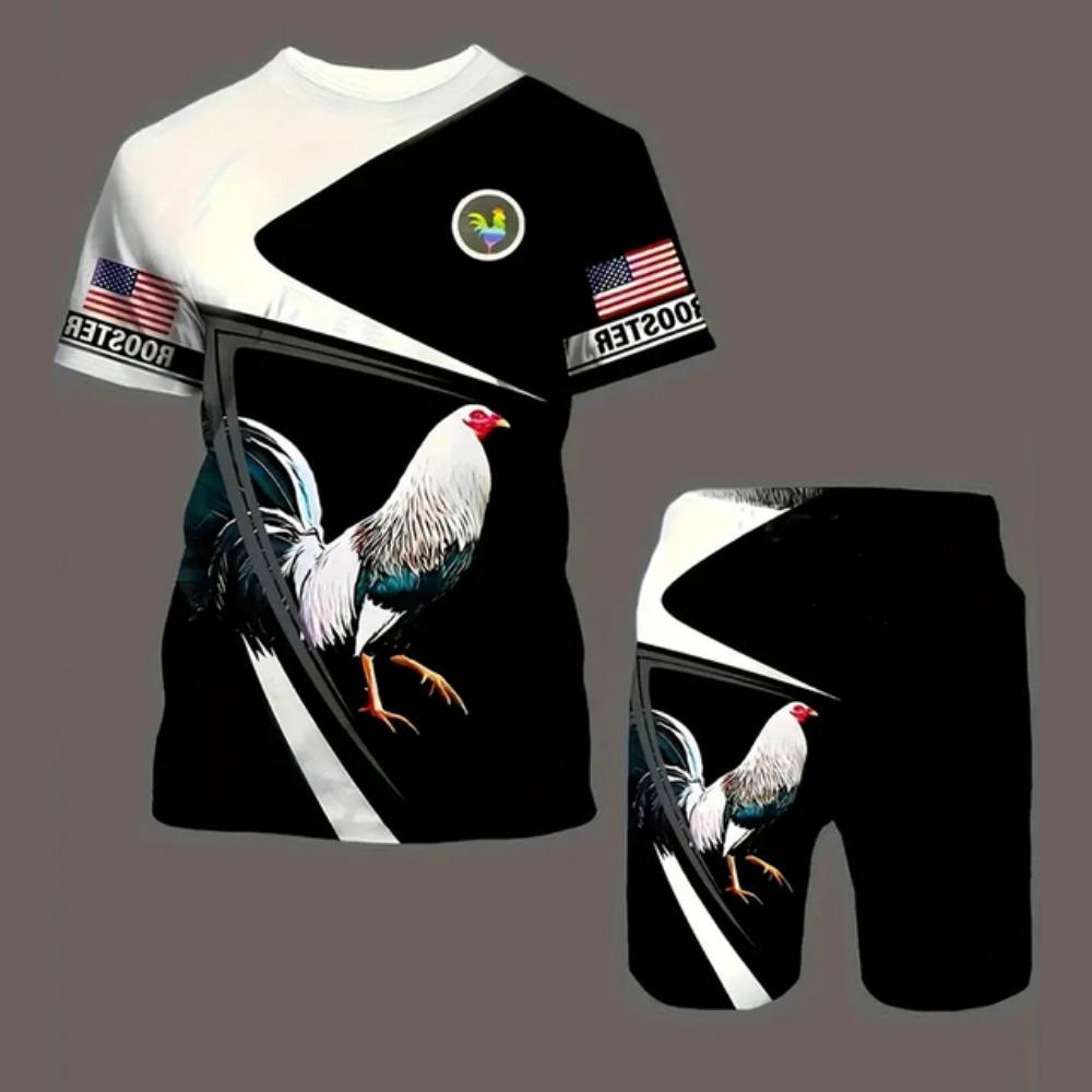 Men's King Printed Crewneck T-Shirt Fashion New 2024 Men's Short Sleeve Shorts 2-Piece Summer Outdoor Street Activity Suit