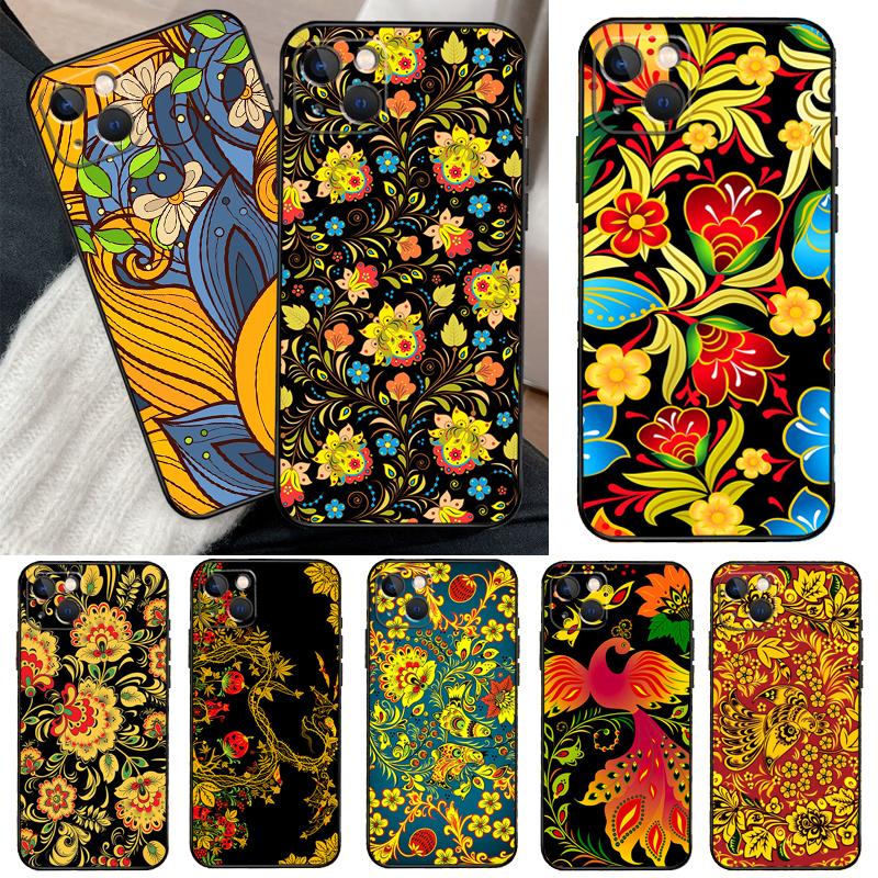 Khokhloma Russian Pattern Flower For Samsung Galaxy A16 A55 A35 A15 A32 A12 A22 A52 A54 A34 A14 A56 A36 A26 A13 A53 A06 Case