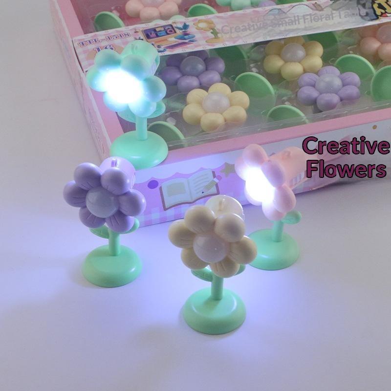 Mini Flower Led Night Light Cute Colorful Floral Desktop Ornament Soft Glow Small Table Lamp For Girls Kids Bedroom Holiday Gift