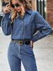 Women's Retro Raglan Sleeve Denim Shirt - Spring/Autumn Fashion Long Sleeve Cotton Top