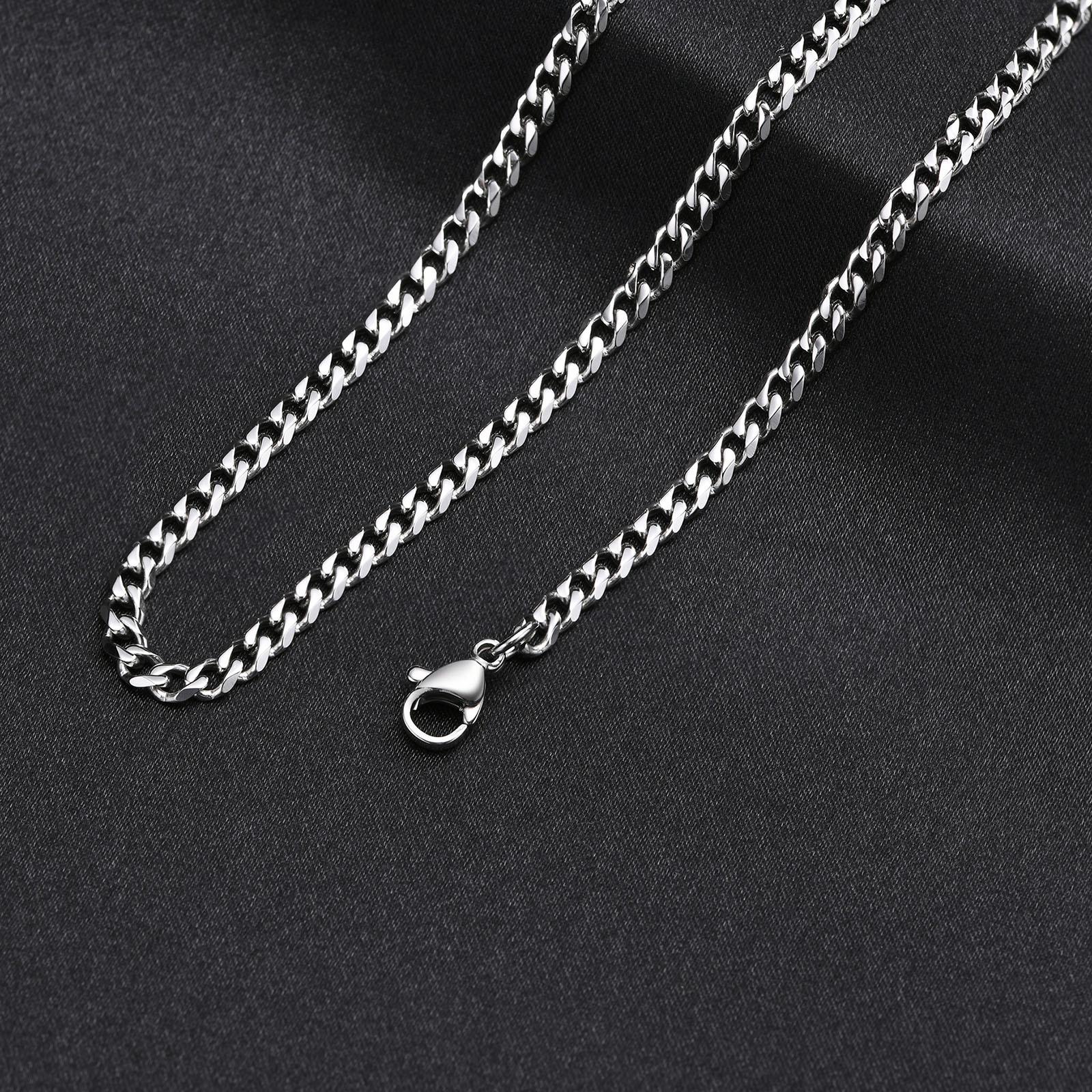 

Vnox Classic Cuban Chain Necklace for Men Women, Basic Stainless Steel Link Chain Chokers, Solid Metal Collar Chain Wholesale 3mm&45cm 18inch серебряный