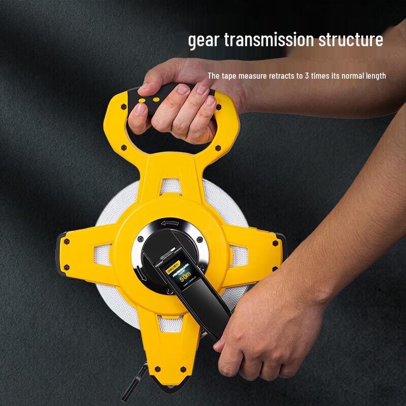 Deli 50m Triple Speed Open Reel Steel Tape Measure
