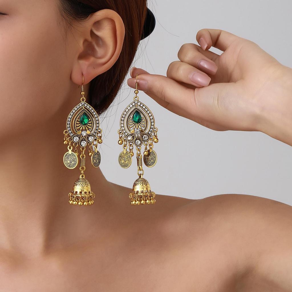 Nepalese Ethnic Tassel Coin & Water Drop Earrings for Women