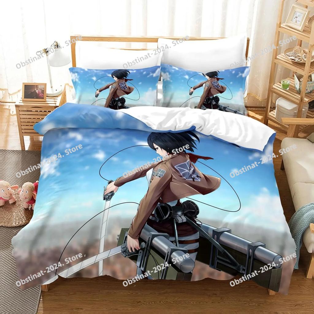 Neues Attack On Titan Bettwäsche-Set Einzelbett Twin Full Queen King Size Attack On Titan Bett-Set Kinder Kinderzimmer Bettdeckenbezug-Sets