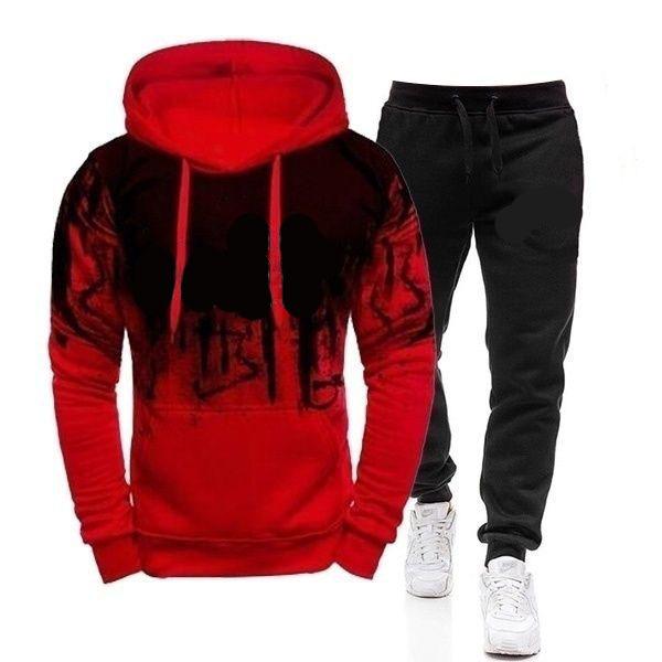 Men's Splatter Print Casual Hoodie & Sweatshirt Set for Autumn/Winter