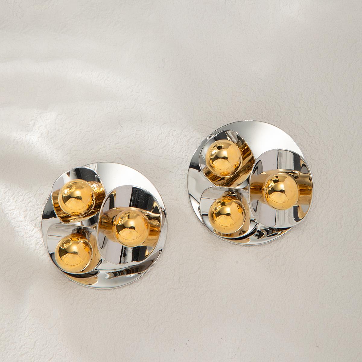 

L дизайнерские серьги-гвоздики из 18-каратного золота, латуни, металла, холодного ветра, трехмерные диски, тяжелые промышленные серьги серебряный