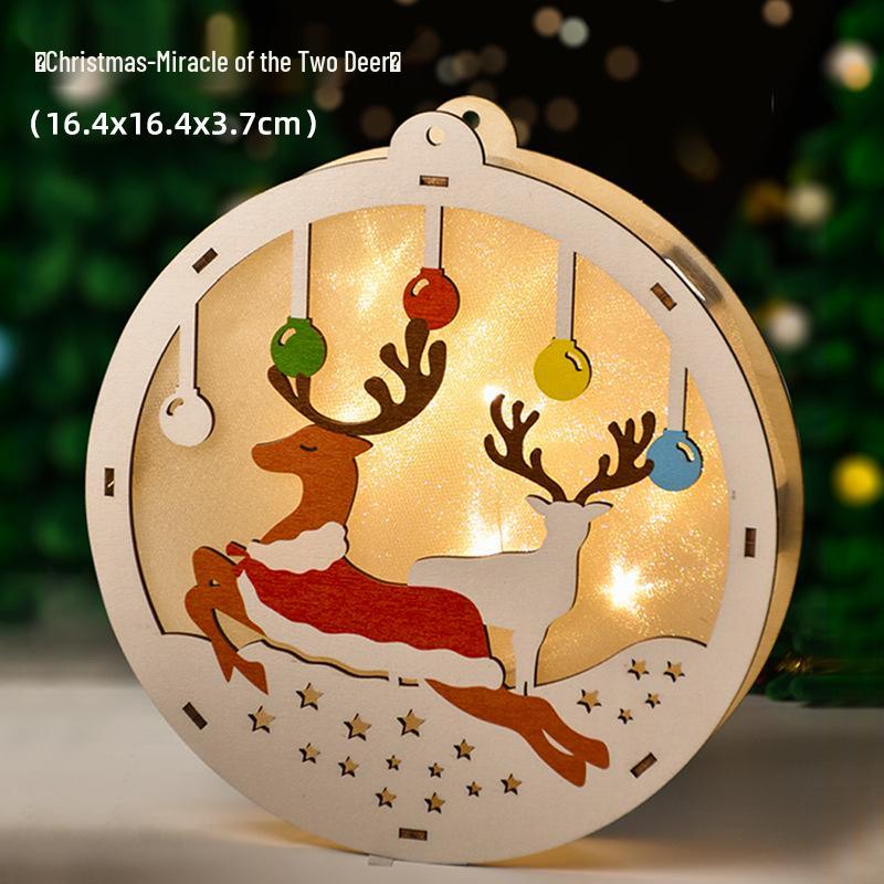 Luminous Handmade Wooden Christmas Tree Ornament Pendant Decor Gift.