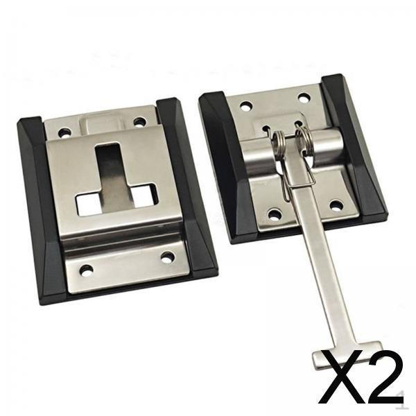 2x RV Holder T Shape Entry Door Latch Entrance Accessories Hook Keeper with Bracket for Trucks