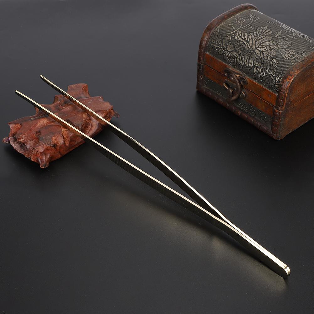 Stainless Steel Kitchen Tweezer Food Clip with Serrated Tip Cooking Tool for Home UseGold